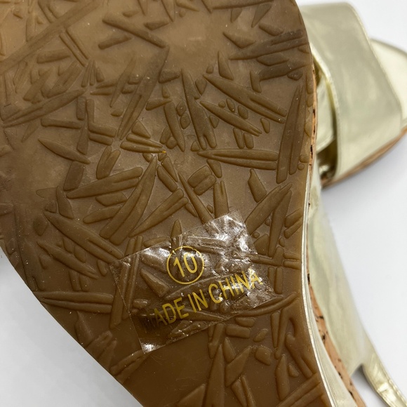 Metallic Gold Slingback Wedge Sandals - Picture 9 of 9